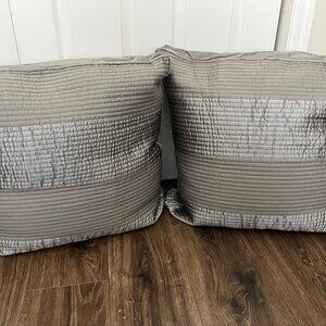 Vera Wang Textured Gray Euro Shams Set – Modern Quilted Decorative Covers (2)